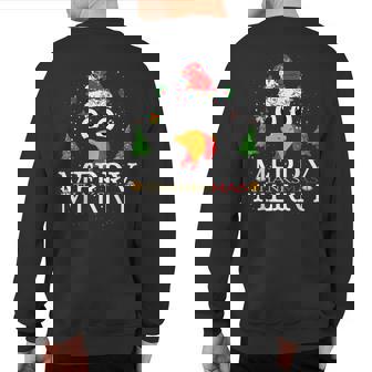 Merry Thanksmas Happy Thanksgiving Santa Turkey Sweatshirt Back Print | Mazezy