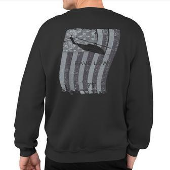 Mh-53 Pave Low Helicopter Distressed Us Flag Sweatshirt Back Print | Mazezy