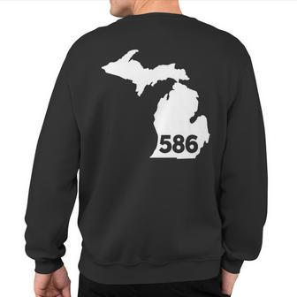 Michigan 586 Area Code Sweatshirt Back Print | Mazezy