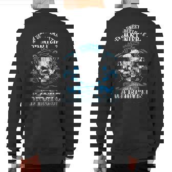 Minister Biker Never Underestimate Motorcycle Skull Sweatshirt Back Print - Thegiftio UK