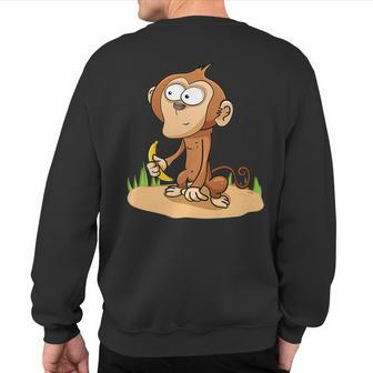 Monkey Grivet Rhesus Macaque Crab-Eating Macaque Sweatshirt Back Print | Mazezy