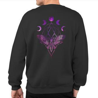 Moon Phase Moth Luna Gothic Wiccan Witchcraft Cottagecore Sweatshirt Back Print | Mazezy