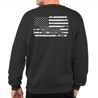 Mountain Lion Silhouette Distressed American Flag Sweatshirt Back Print | Mazezy