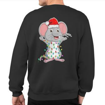 Mouse Wearing Santa Hat Xmas Rats Mouse Lover Christmas Sweatshirt Back Print - Seseable