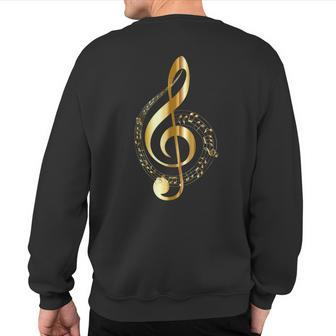 Music Note Gold Treble Clef Musical Symbol For Musicians Sweatshirt Back Print | Mazezy