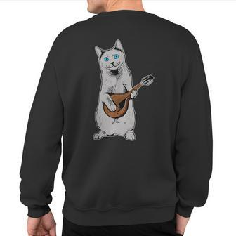 Musician Cat Playing Mandolin Bluegrass Sweatshirt Back Print | Mazezy UK