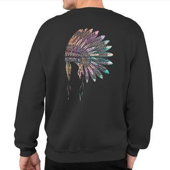Native American Heritage Headdress Feathers Native American Sweatshirt Back Print | Mazezy