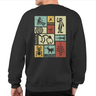 Nazca Lines Peru Geoglyph Monkey Astronaut Spider Retro Sweatshirt Back Print | Mazezy