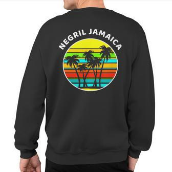 Negril Jamaica Palm Trees Silhouette Sunset Jamaica Sweatshirt Back Print | Mazezy