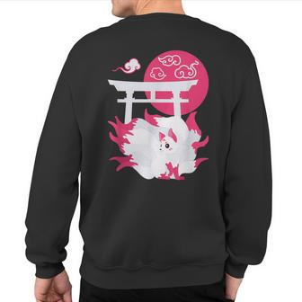 Nine-Tailed Fox Kitsune Japanese Style Sweatshirt Back Print | Mazezy