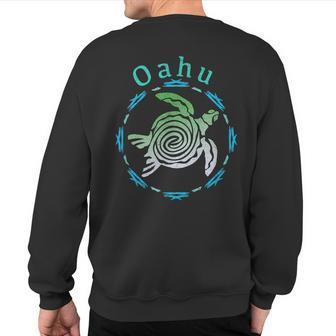 Oahu Vintage Tribal Turtle Sweatshirt Back Print - Seseable