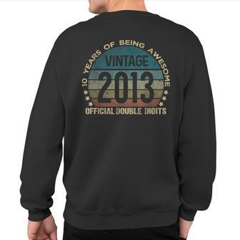 Official Double Digits 10Th Birthday 10 Year Old Vintage Sweatshirt Back Print - Monsterry CA
