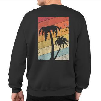 Palm Tree Retro Tropical Beach Sweatshirt Back Print | Mazezy