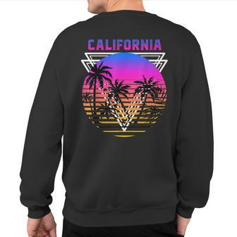 Palm Trees Retro Cali Long Beach Vintage Tropical California Sweatshirt Back Print | Mazezy