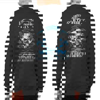 Pastor Biker Never Underestimate Motorcycle Skull Sweatshirt Back Print - Thegiftio UK
