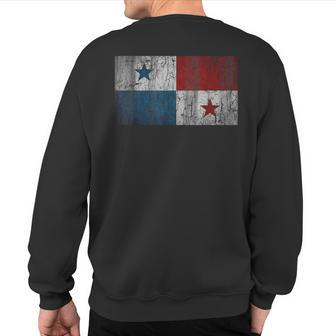 Patriotic Retro Flag Of Panama Distressed Sweatshirt Back Print | Mazezy