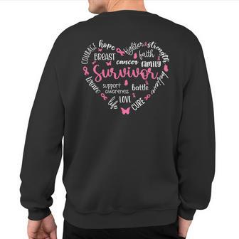 Pink Ribbon Heart Breast Cancer Awareness Survivor Warrior Sweatshirt Back Print - Thegiftio UK