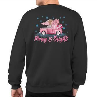 Pink Tree Christmas Merry And Bright Pink Truck Xmas Costume Sweatshirt Back Print | Mazezy