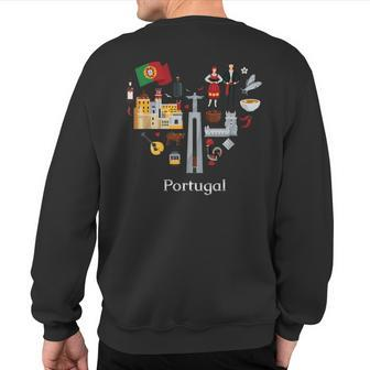 Portugal Love Heart Azulejos Fado Lisbon Vibrancy Sweatshirt Back Print | Mazezy