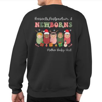 Presents Postpartum & Newborns Mother Baby Nurse Christmas Sweatshirt Back Print - Thegiftio UK