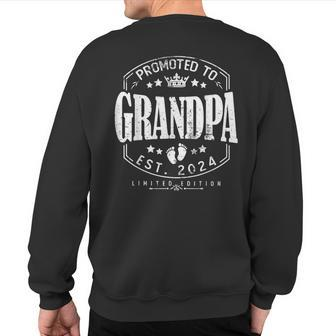Promoted To Grandpa 2024 Grandparents Baby Announcement Men Sweatshirt Back Print - Monsterry