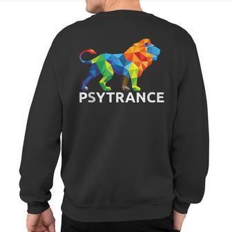 Psytrance Lion Psychedelic Music Rave Edm Sweatshirt Back Print | Mazezy