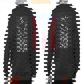 Pueblos En La Bandera De Puerto Rico Cities Of Puerto Rico Sweatshirt Back Print | Mazezy