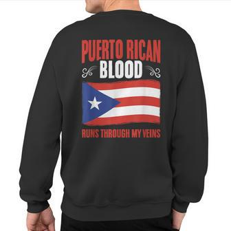 Puerto Rico Flag Boricua Puerto Rican Blood Pride Sweatshirt Back Print - Seseable