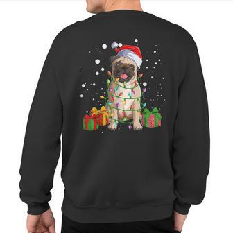 Pug Christmas Tree Lights Santa Dog Xmas Boys Pugmas Sweatshirt Back Print - Seseable