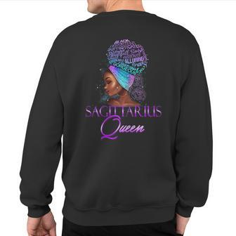 Purple Sagittarius Queen African American November December Sweatshirt Back Print | Mazezy