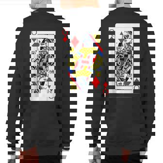 Queen Of Diamonds Playing Card Group Costume Poker Player Sweatshirt Back Print | Mazezy