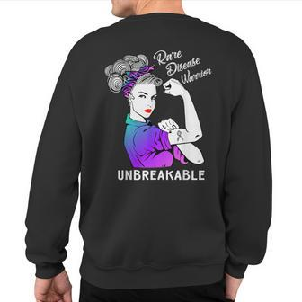 Rare Disease Warrior Unbreakable Awareness Sweatshirt Back Print | Mazezy