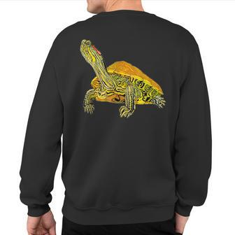 Red-Eared Slider Turtle For Turtle Lovers Sweatshirt Back Print | Mazezy