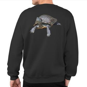 Red-Eared Slider Turtle Sweatshirt Back Print | Mazezy