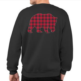 Red Plaid Bear Christmas Matching Buffalo Family Pajama Sweatshirt Back Print - Monsterry