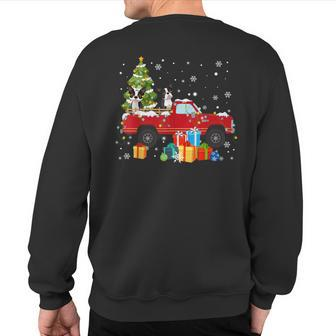 Red Truck Pick Up Christmas Tree Boston Terrier Dog Lover Sweatshirt Back Print | Mazezy