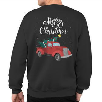 Red Vintage Truck Retro Christmas Tree Pickup Xmas Holidays Sweatshirt Back Print - Monsterry UK