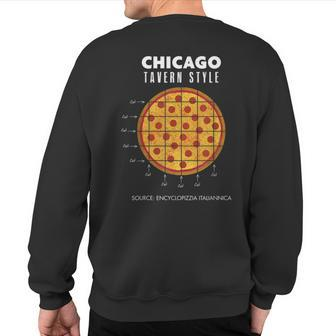Regional Pizza Chicago Tavern Style Cut Slice Pepperoni Sweatshirt Back Print | Mazezy
