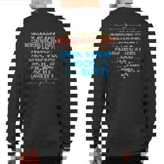 Reservationist Job Drink & Swear Humor Joke Sweatshirt Back Print | Mazezy