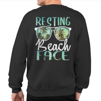 Resting Beach Face Vintage Retro Beach Vacation Sweatshirt Back Print | Mazezy