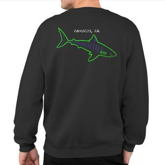 Retro 80S Style Cayucos Ca Abstract Shark Sweatshirt Back Print | Mazezy