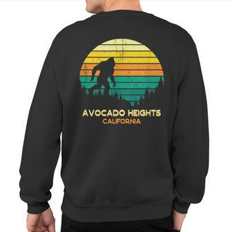 Retro Bayou Avocado Heights California Bigfoot Souvenir Sweatshirt Back Print | Mazezy