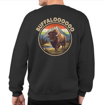 Retro Buffalo Sunset Lucky Casino Slots Buffalooooo Bison Sweatshirt Back Print - Thegiftio UK