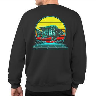 Retro Cichlid Vaporwave Sweatshirt Back Print | Mazezy