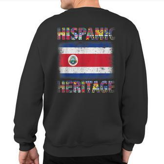 Retro Costa Rican Hispanic Heritage Month Costa Rican Flag Sweatshirt Back Print | Mazezy
