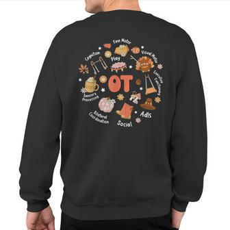 Retro Occupational Therapy Ot Therapist Fall Thanksgiving Sweatshirt Back Print - Monsterry DE