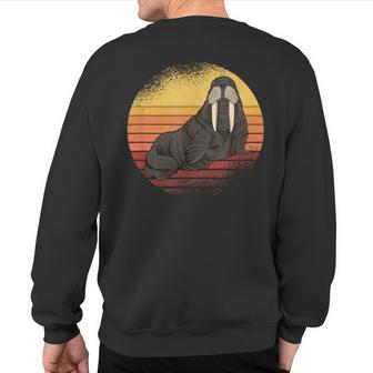 Retro Ocean Animal Sea Walrus Lover Walrus Sweatshirt Back Print | Mazezy