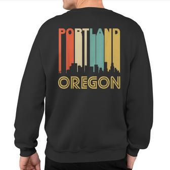 Retro Portland Oregon Cityscape Downtown Skyline Sweatshirt Back Print | Mazezy