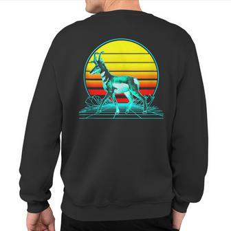 Retro Pronghorn Vaporwave Sweatshirt Back Print | Mazezy