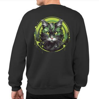 Retro Style Cymric Cat Sweatshirt Back Print | Mazezy